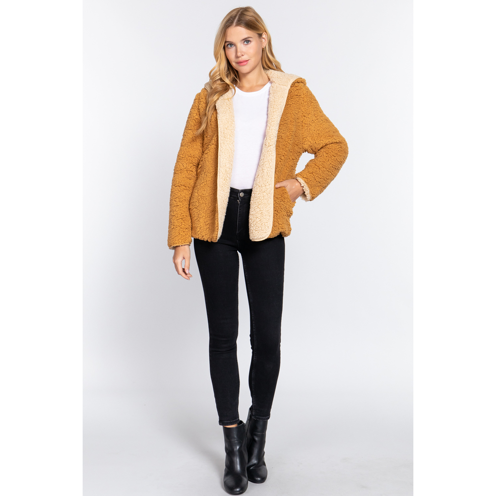 Hoodie Faux Fur Reversible Jacket - Picture 2 of 10